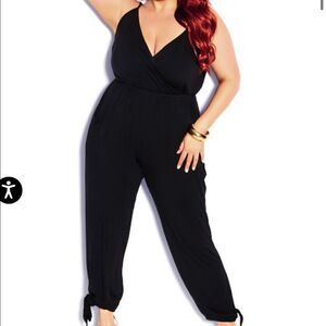 CCX Knot Hem Jumpsuit crimson red XXL/24 nwt so‎ soft of fabric